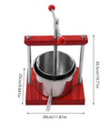 Heavy Duty 1.6 Gallon Stainless Steel Manual Press For Wine Cider Honey And Juicing with T handle crank and filter bag.