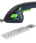7.2V Cordless Grass Shear And Shrub Trimmer 2 In 1 Mini Hedge Cutter with long reach handle, black and green design