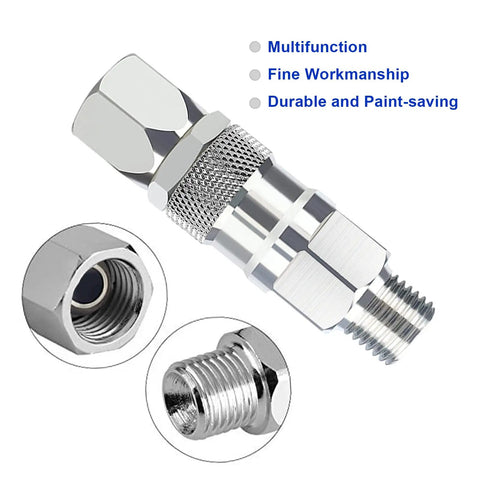 360 Degree Swivel One Quarter Inch Hose Joint For Airless Paint Sprayers Stainless Steel Connector With No Kink Rotation High Pressure Spray Gun Attachment Durable Rustproof 2 Pack For Hose And Sprayer, 1/4 inch male-female