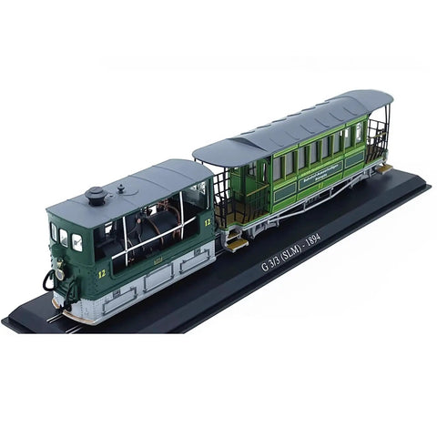 1/87 Scale Swiss G3-3 Rail Tram Vintage 1894 Steam Locomotive Model With Display Base, plastic collectible on display base