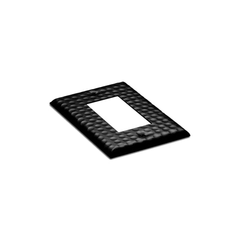 Matte Black 1 Gang Hand Hammered Rocker Light Switch Cover Plate Decorator Wall Plate for Receptacle and GFCI Electric Outlet