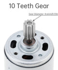 Close-up of 10-teeth gear on Beefed Up 24V 40000 RPM High Speed DC Motor for ride on cars and remote control SUVs