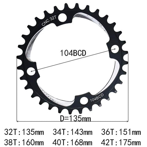 38T Narrow Wide MTB Crankset 170mm Arm 68mm Bottom Bracket 9 Speed 10 Speed 11 Speed Compatible with 104BCD chainring sizes