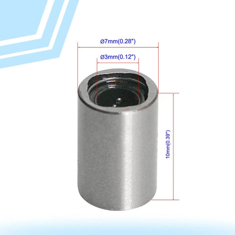 LM3UU Cylinder Linear Motion Ball Bearing 3mm ID x 7mm OD x 10mm Length Four Row Steel Ball Bearings in Carbon Steel Sae52100 2 Pack Must Have for CNC Machining and 3D Printer Linear Rail Guides, dimensions shown