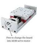 Kickass HGR20 Linear Guide Rail Kit Paired With 1605 Ball Screw Stepper Motor Mount For CNC Machines And 3D Printers showing adjustable plate for servo motor.