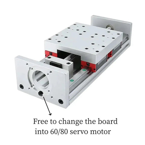 Kickass HGR20 Linear Guide Rail Kit Paired With 1605 Ball Screw Stepper Motor Mount For CNC Machines And 3D Printers showing adjustable plate for servo motor.