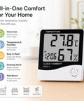 Smart Indoor Hygrometer And Thermometer For Home And Office With Crisp Temperature And Humidity Readings Compact Room Sensor, desktop view