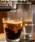 Espresso Machine With Milk Frother For Home Use 20 Bar Pressure Compact Stainless Steel Coffee Maker brewing espresso shot
