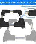KUPAPO Adjustable Appliance Dolly Cart With Locking Wheels For Mini Fridge Portable Washer Dryer showing adjustable size components.