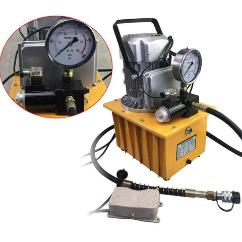 Heavy Duty 750W 110V Electric Hydraulic Pump With 7L Tank And Single Acting Pedal Solenoid Valve Control Kicking Up To Ten Thousand Psi For Solid Daily Grind And Shop Lifts Black