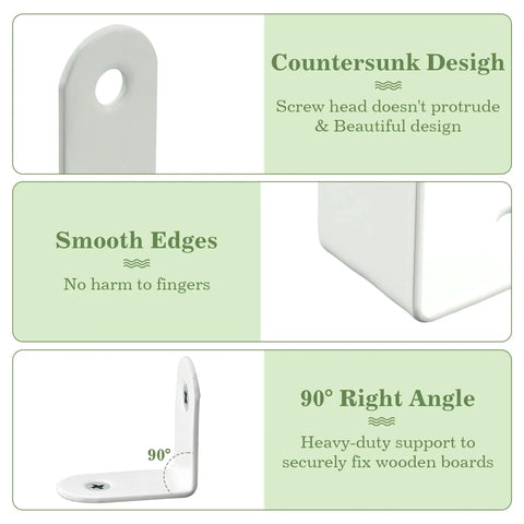 Hella Tough 50 Pack L Brackets For Wood Furniture, 1.2 Inch Small Corner Brace with countersunk design for secure mounts.