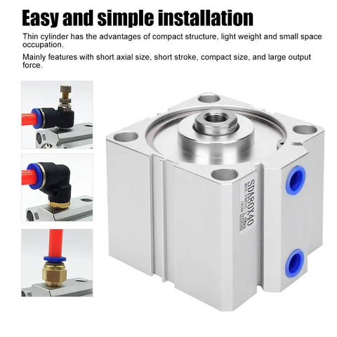 Compact Pneumatic Air Cylinder With 80 mm Bore And 40 mm Stroke For Industrial Automation Systems Built For Tough Jobs Lightweight Space Saving Linear Actuator For Robotic Arms Conveyors And Manufacturing Equipment
