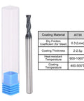 Square Nose End Mill For CNC Router Bits, 3Mm Cutting Diameter, Solid Carbide, AlTiN Coated, 2 Flute Spiral Milling Cutter next to packaging