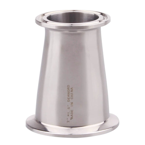 DERNORD eccentric reducer tri-clamp sanitary fitting, 2 in x 1.5 in, SS304, front view