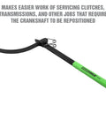 Flywheel Turner And Flexplate Tool With Sure Grip Turn For Quick Removal And Install Of Flywheels And Flexplates Flywheel Wrench For Engine Rotating Tool And Precise Torque During Installation OEMTOOLS with green handle and spring tension.