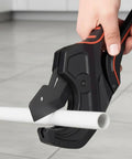 Person using Ratcheting Tube Cutter For PVC Tubing Beastly Heavy Duty Aluminum Pipe Shear With Built In Lock Handle SK5 Steel Core Cuts Up To 75mm