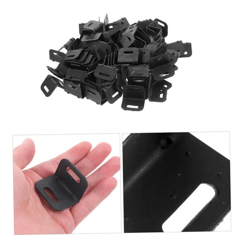 One Hundred Piece Heavy Duty Plastic Corner Protectors L Shaped Edge Guards in black, showing detail and size in hand.