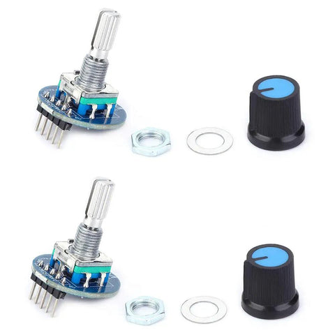 Three Pack Rotating Encoder Module With Potentiometer 5V Rotation Sensor For Mechanical Projects Unlimited Rotation Easy Reset And Accurate Counting For DIY Electronics Projects, rotary encoder with knob and nut