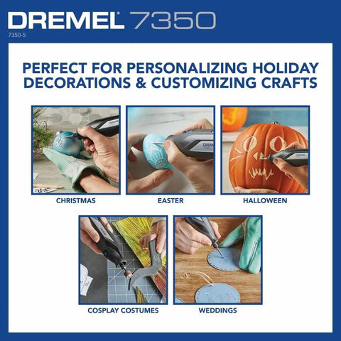 Cordless Rotary Tool Kit With USB C Battery And 5 Accessories used for holiday decoration customization including Easter and Halloween.