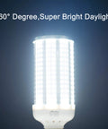 Two Pack 60W LED Corn Light Bulbs 6000 Lumens 6500K Daylight White E26 E27 Base for Outdoor and Indoor Use close-up
