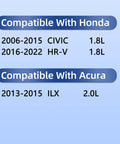 Compatibility chart for Engine Valve Cover Gasket Set Kit Fits Honda Civic 2006-2015 1.8L, HR-V 2016-2022 1.8L, And Acura ILX 2013-2015 2.0L.
