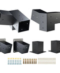 15 Degree Slanted Roof Pergola Bracket Kit With Wall Mount Extension And 3-Way Brackets For Outdoor Pergolas, heavy-duty steel
