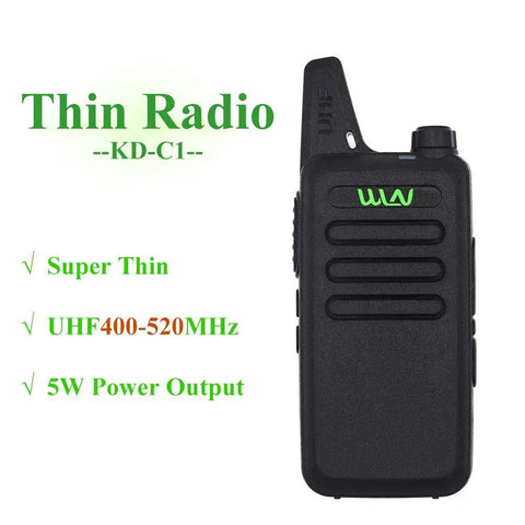UHF 400-470 MHz Mini Handheld Walkie Talkie Transceiver Radio With Ultra Slim 96x55x22mm Design, Military Grade Quality