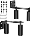 Heavy Duty Sliding Gate Roller Bracket Kit With L Rear Post Steel Bracket For Sliding Rolling Gates Garage Doors Wood And Fence Gates Solid 6mm Thick Support Black 2 Pack 4 Inch With Durable Rollers