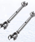 Two pieces of Five Pack Beefy Stainless Steel Jaw And Jaw Turnbuckle Rigging Screws Three Sixteenth Inch M5 Closed Body Marine Grade.