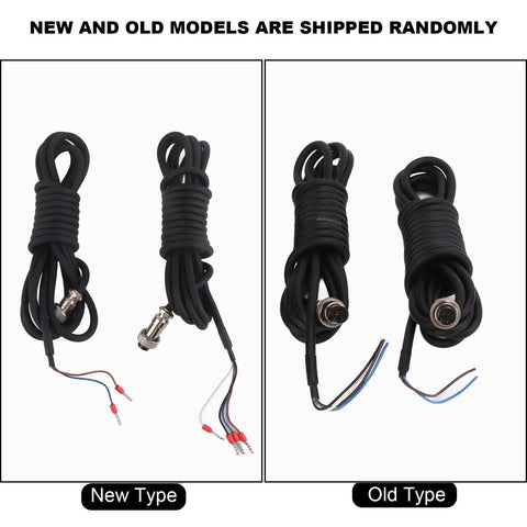New and old models of industrial sensor cables with connectors shown side by side for comparison.