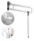 24 Inch Toilet Safety Rail Wall Mount Foldable Grab Bar Non Slip Stainless Steel With Fluorescent Grip, Flip Up Design