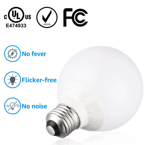 G25 LED Globe Light Bulbs 5W 40W Equivalent Dimmable 450 Lumens 5000K Daylight E26 Base UL Listed Pack of 6