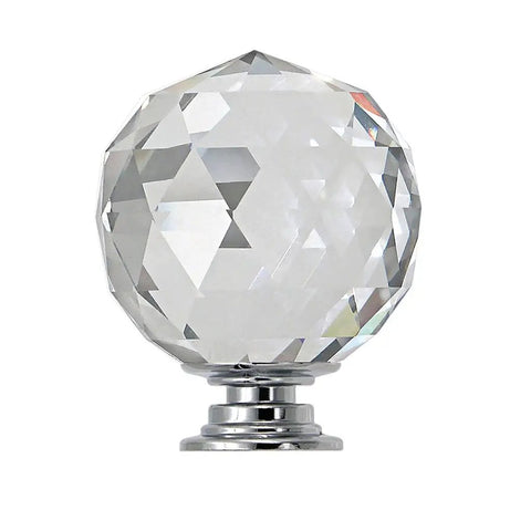No Hassle Premium Clear Glass Crystal Cabinet Knobs 8 Pack Round Drawer Pulls With Slick Mirror Shine Including Three Mounting Screws For Quick Home Decor Refresh Project - round clear crystal knob with chrome base.