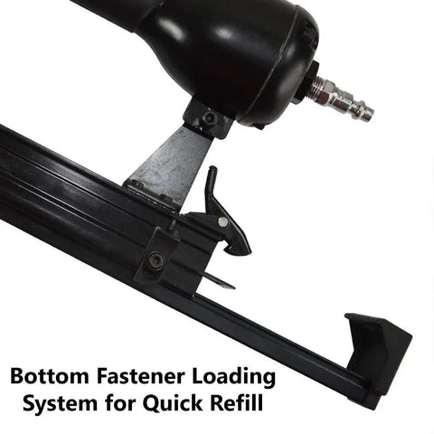 Heavy Duty Pneumatic Corrugated Metal Staple Gun Badass Workhorse For Decking Fencing And Crate Building Featuring Solid Rubber Grip Bottom Load Mag And 1000 Staples For No Sweat Assembly