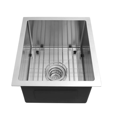 Top view of Undermount 15 By 17 Inch Small RV Bar Sink in 304 Stainless Steel With 16 Gauge Build Single Bowl Wet Prep Sink