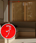 Premium Clear Double Slat Valance Clips To Tuck Away Mini Blind Brackets visible on one inch rail by window, sturdy plastic design.