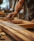 Craftsman using Clear Acrylic Router Template Set With Four Rectangular Inlay Guides And Etched Dimensions for precise woodworking cuts.