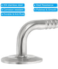 90-degree stainless steel tri-clamp elbow with hose barb, 0.5 in tube size.