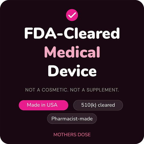 FDA Cleared Medical Device label for Hyaluronic Acid Vaginal Suppositories for Dryness, Hormone Free Moisturizer, Made in USA