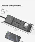 Beefy 12 Outlets Surge Protector Power Strip With 8 Foot Flat Plug For Home Office Travel Charging 3940 Joules Pack Of 3 displayed