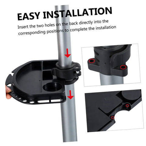 Portable Bike Repair Tray With Multi-Grid Tool Organizer, Mountable Workstand Pallet installation diagram