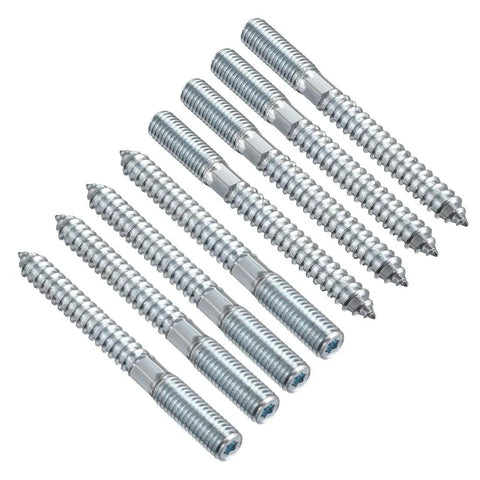 8 Pack M10x100mm Hanger Bolts Double Headed Self Tapping Screws For Furniture Zinc Plated Carbon Steel Rust Resistant DIY