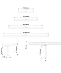 Straight Tool Rest Set For Wood Lathe With 4 6 9 12 Inch Tool Rests diagram showing dimensions and interchangeable stems