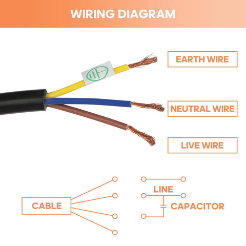 Wiring diagram for Beefy 60W Concrete Vibration Motor With Aluminum Alloy Case 110V Single Phase 3600RPM IP65.