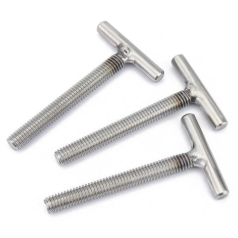 Hardcore 304 Stainless Steel T Slotted Screws And Weld On Studs M6 X 60MM Cylindrical Threaded Fasteners showing three M6 screws.