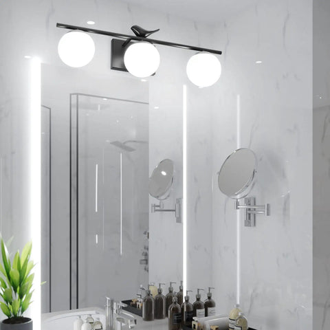 Three Light Modern Black Bathroom Vanity Light Fixture Wall Mounted Dimmable G9 Socket Matte Black Finish Easy Install UL Listed Quality for Powder Room Bath and Hallway