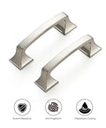 30 Pack Solid 3 Inch Square Foot Arch Cabinet Pulls in Brushed Nickel Finish for Kitchen Cabinets and Drawers with anti-fingerprint coating