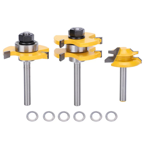 Fabater 45 Degree Stile Router Bit Set With T Shaped Geometry and Three Sharp Teeth for Clean Wood Slotting on MDF, Plywood, and Particle Board