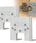 Cabinet Door Hinge Spacer With Magnetic Scale Quick Drill Free Hinge Install Kit Gap Alignment Tools with hinge in use