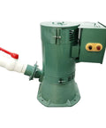 5 kW Hydroelectric Generator For Off Grid Power 220 Volt 60 Hz Single Phase Water Turbine side view, green casing, connections visible